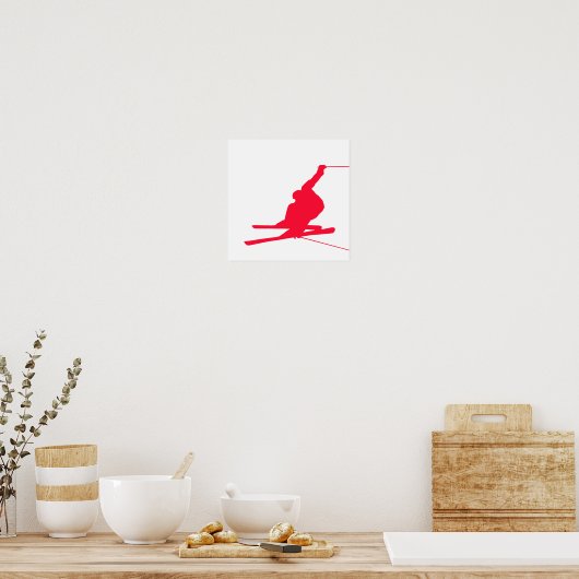 Scarlet Red Snow Ski Poster (Keuken)