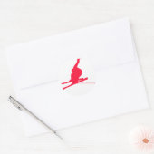 Scarlet Red Snow Ski Ronde Sticker (Envelop)