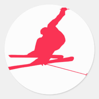 Scarlet Red Snow Ski Ronde Sticker