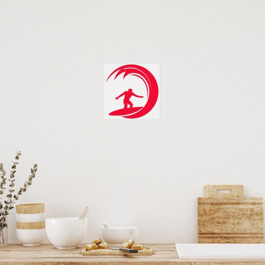 Scarlet Red Surfing Poster (Keuken)