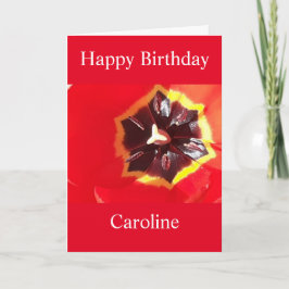 Scarlet Red Tulip Birthday Kaart
