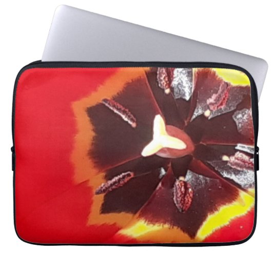 Scarlet Red Tulip Electronics Bag Laptop Sleeve (Voorkant)