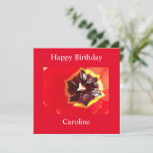 Scarlet Red Tulip Flat Birthday Kaart (Staand voorkant)