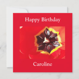 Scarlet Red Tulip Flat Birthday Kaart