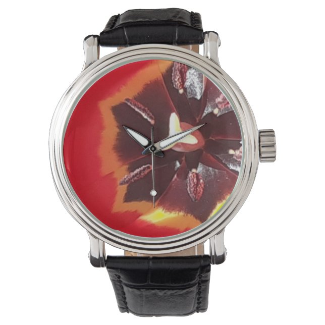 Scarlet Red Tulip Horloge (Voorkant)