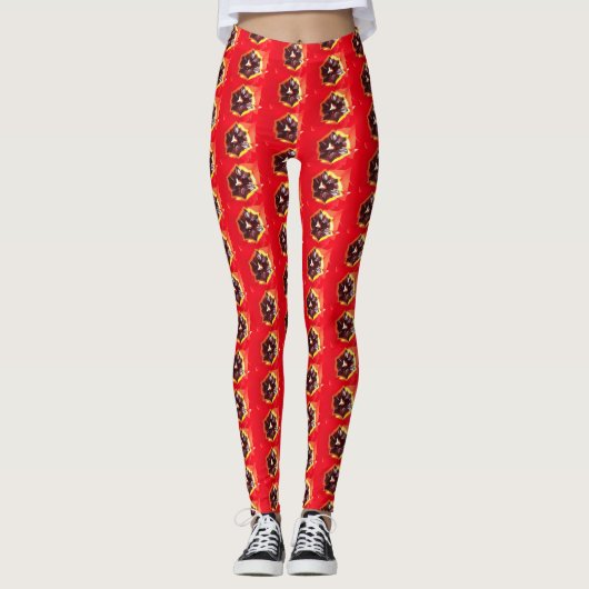 Scarlet Red Tulip Leggings (Voorkant)