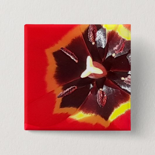 Scarlet Red Tulip Vierkante Button 5,1 Cm (Voorkant)