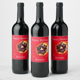 Scarlet Red Tulip Wine Label Wijn Etiket