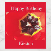 Scarlet Red Tulip Wine Label Wijn Etiket (Enkel label)