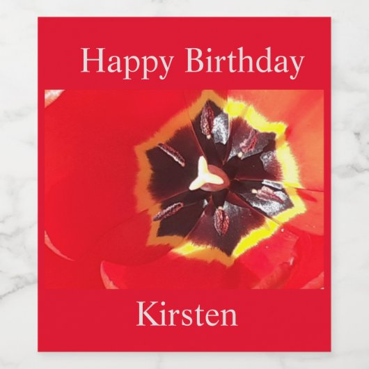 Scarlet Red Tulip Wine Label Wijn Etiket (Enkel label)