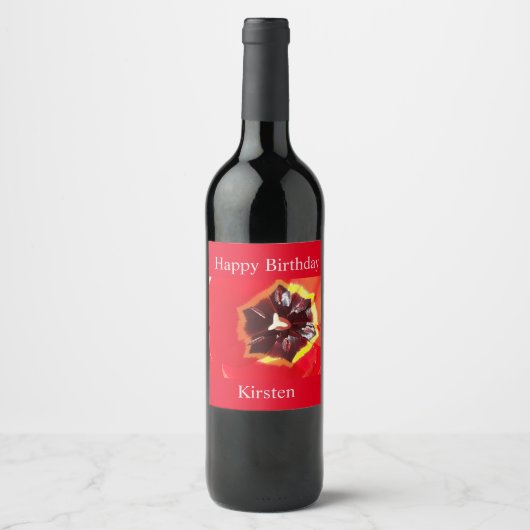 Scarlet Red Tulip Wine Label Wijn Etiket (Voorkant)