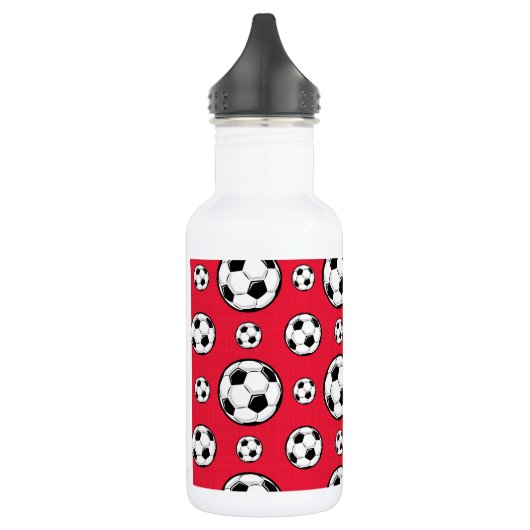 Scarlet Red & White Voetbal Pattern Waterfles (Links)