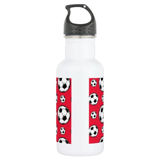 Scarlet Red & White Voetbal Pattern Waterfles (Achterkant)