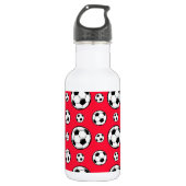 Scarlet Red & White Voetbal Pattern Waterfles (Voorkant)