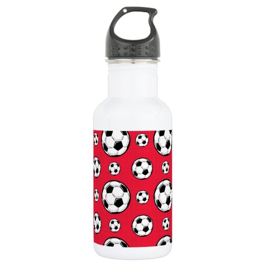 Scarlet Red & White Voetbal Pattern Waterfles (Voorkant)