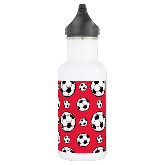 Scarlet Red & White Voetbal Pattern Waterfles (Rechts)