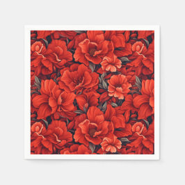 Scarlet rode bohemian floral servet
