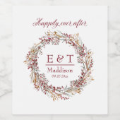 Scarlet Rode Poinsettia Berry Wreath Bruiloft Wijn Etiket (Enkel label)