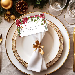 Scarlet Rode Poinsettia Bloemen Bruiloft Plaatskaartje