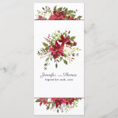 Scarlet Rode Poinsettia Bloemenbruiloft Menu (Achterkant)