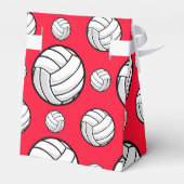 Scarlet rood en wit volleybal patroon bedankdoosjes (Achterkant)