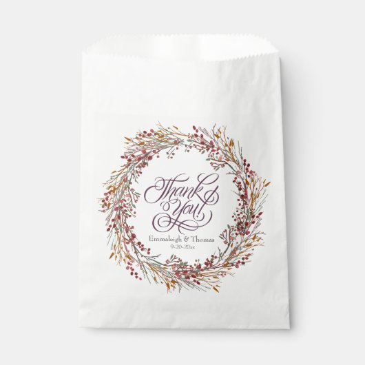 Scarlet rood seizoensgebonden bloemenbruiloft bedankzakje (Voorkant)