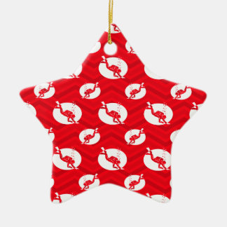 Scarlet Rood, Wit, Chevron, Duiken, Duiker Keramisch Ornament