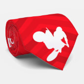 Scarlet Rood, Wit, Chevron, Motorcross, Vuilfiets Stropdas (Opgerold)