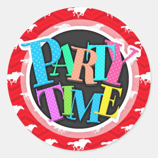 Scarlet rood, wit, Chevron, paardenrennen Ronde Sticker (Voorkant)