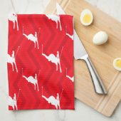 Scarlet Rood, Wit, Chevron, Sneeuwski Theedoek (Quarter Fold)