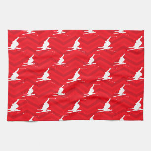 Scarlet Rood, Wit, Chevron, Sneeuwski Theedoek