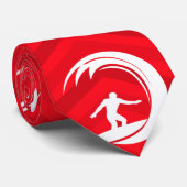 Scarlet rood, wit, chevron, surfen, surfer stropdas (Opgerold)