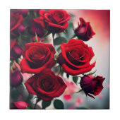 Scarlet Roos Blooms: een boeket van passie Tegeltje (Voorkant)