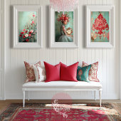 Scarlet Roos Portret Vlinders Klok Floral Tissuepapier