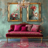 Scarlet Roos Portret Vlinders Klok Floral Tissuepapier