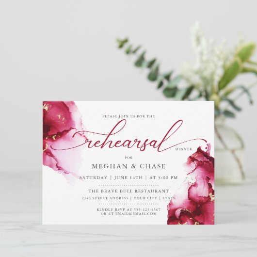 Scarlet Ruby Red Gem Geode Invitation Kaart (Staand voorkant)