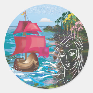 Scarlet Sails Ronde Sticker