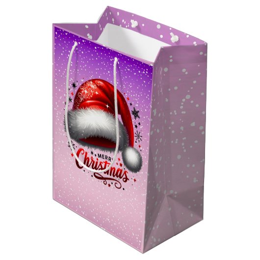 Scarlet Santa Hat Glow Medium Cadeauzakje (Achterkant Gekanteld)