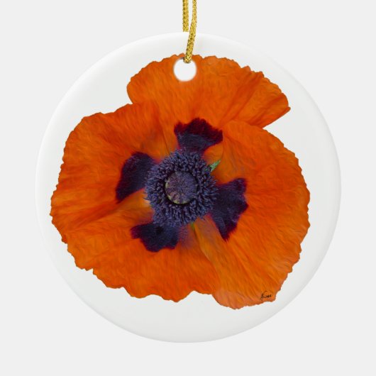 Scarlet Sinaasappel Poppy 1 keramisch Ornament (Voorkant)