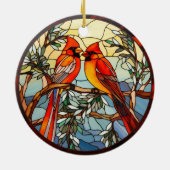 Scarlet Songbirds Glas in lood Ornament (Achterkant)