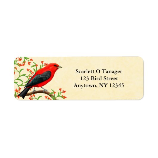 Scarlet Tanager -  adreslabel Etiket (Voorkant)