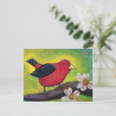 Scarlet Tanager Bird Briefkaart (Staand voorkant)