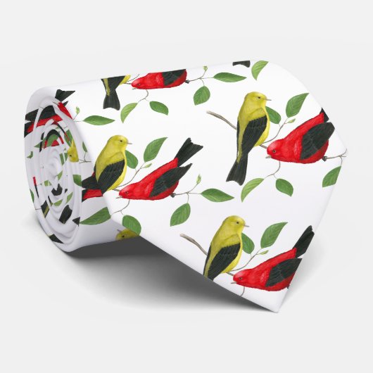 Scarlet Tanager Bird Stropdas (Opgerold)