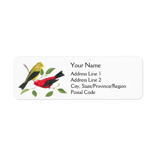 Scarlet Tanager Birds Return Address Label (Voorkant)