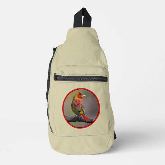 Scarlet Tanager Molting Originele foto Sling Bag (Voorkant)