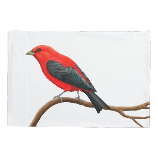 Scarlet Tanager Wild Bird Pillowcase Kussensloop (Achterkant)