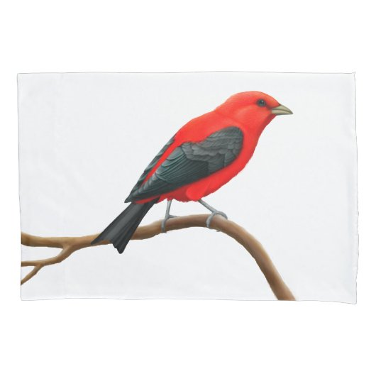 Scarlet Tanager Wild Bird Pillowcase Kussensloop (Voorkant)