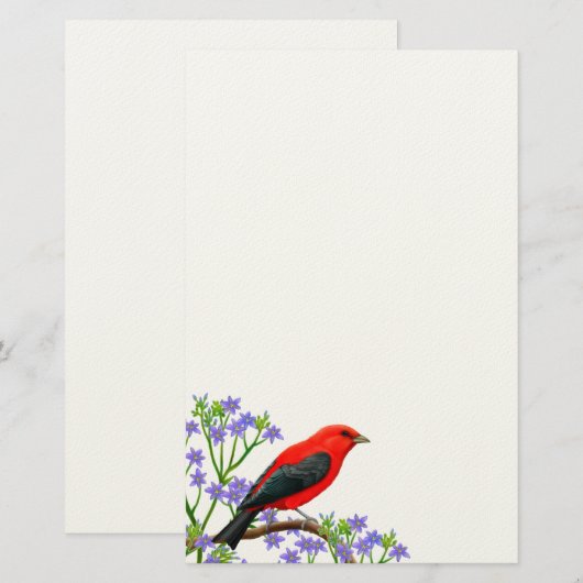 Scarlet Tanager Wild Bird Stationery Briefpapier (Voorkant / Achterkant)