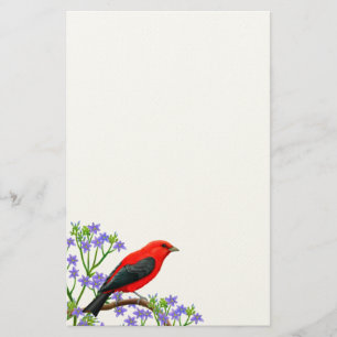 Scarlet Tanager Wild Bird Stationery Briefpapier