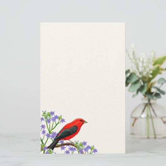Scarlet Tanager Wild Bird Stationery Briefpapier (Staand voorkant)